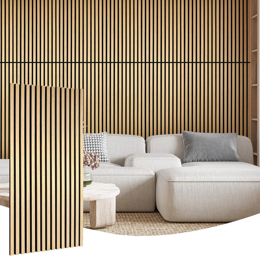 Oak 2 Pack Wood Slat Acoustic Panels 47.2 X 23.6 Inch 3D Fluted Design for Sound Absorbing Wall and Ceiling Noise Reduction Home Theater Office Modern Decor