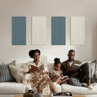 4PCS Acoustic Panels, 24"X12" Fabric Acoustic Panels for Walls, Self-Adhesive Sound Absorbing Panels for Home, Office, Studios (Slate Navy & Chalk White)