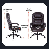 Office Chair Big and Tall 500Lbs Ergonomic Computer Chair High Back PU Leather Wide Seat Desk Chair with Lumbar Support Arms Executive Task Chair for Hone Office,Brown