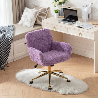 Artificial Rabbit Hair Office Chair with Metal Base - Swivel, Adjustable Height