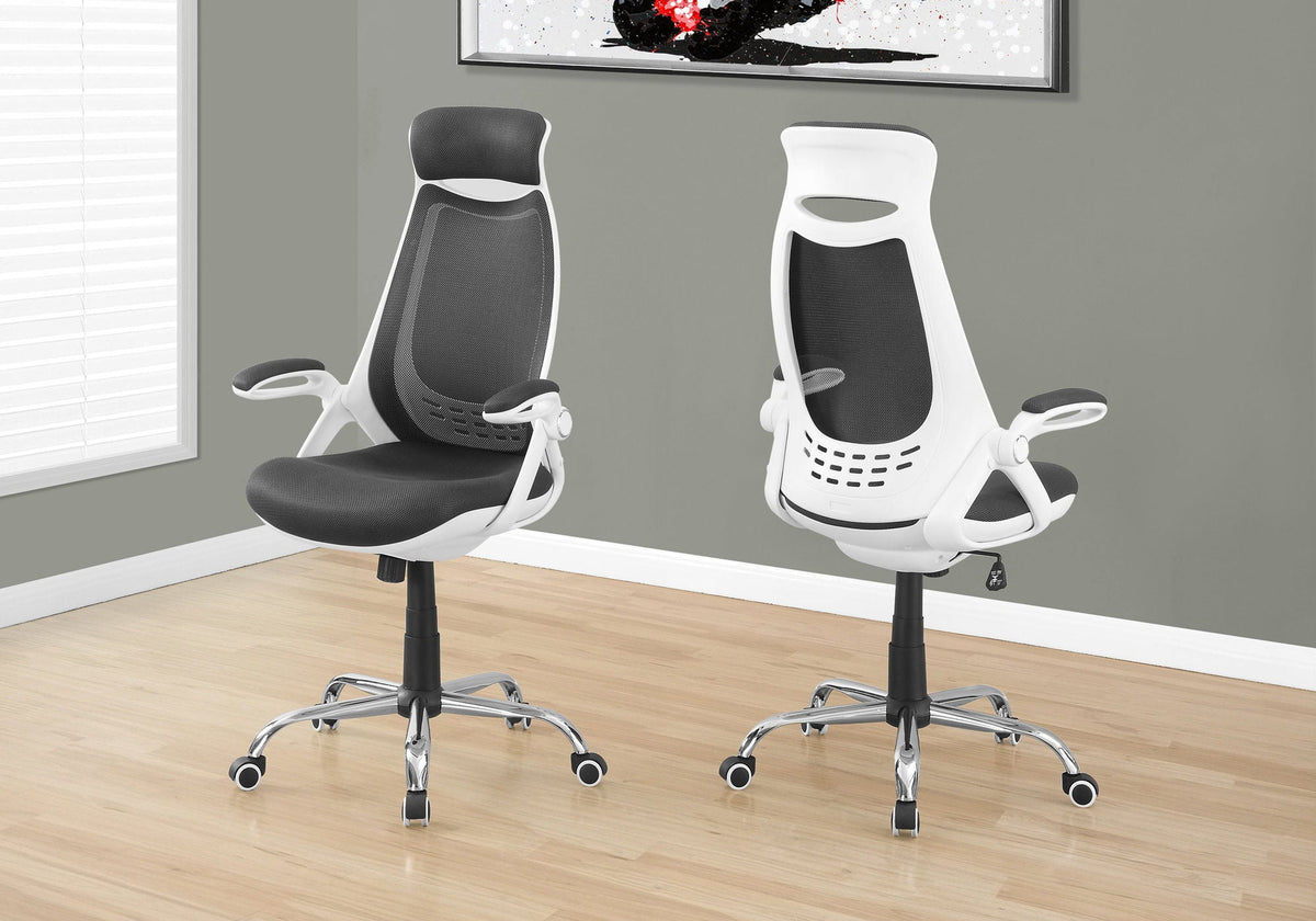 Ergonomic Adjustable Height Swivel Office Chair with Armrests - Black or White
