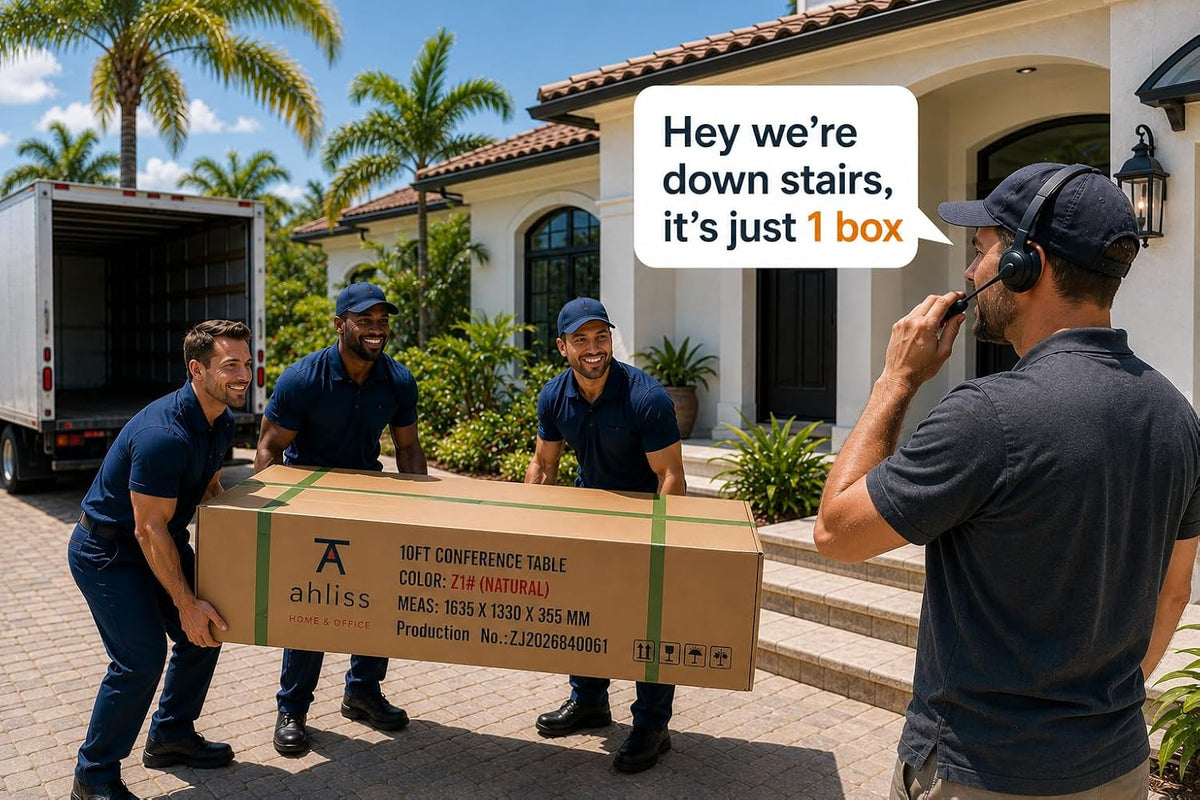 12FT Conference Table with Cable Management Grommets — Modern Rectangle Office Meeting/Boardroom Table with Melamine Wood Top and Metal Frame (Grey)