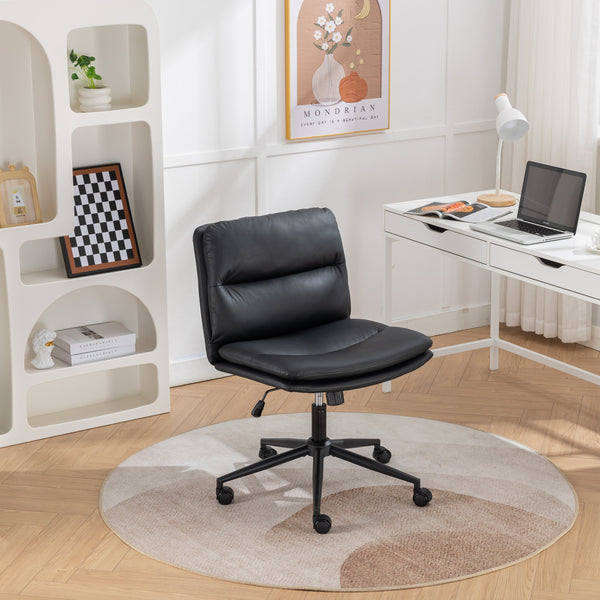 Adjustable Swivel Criss-Cross Office Chair with Wide Seat - Black