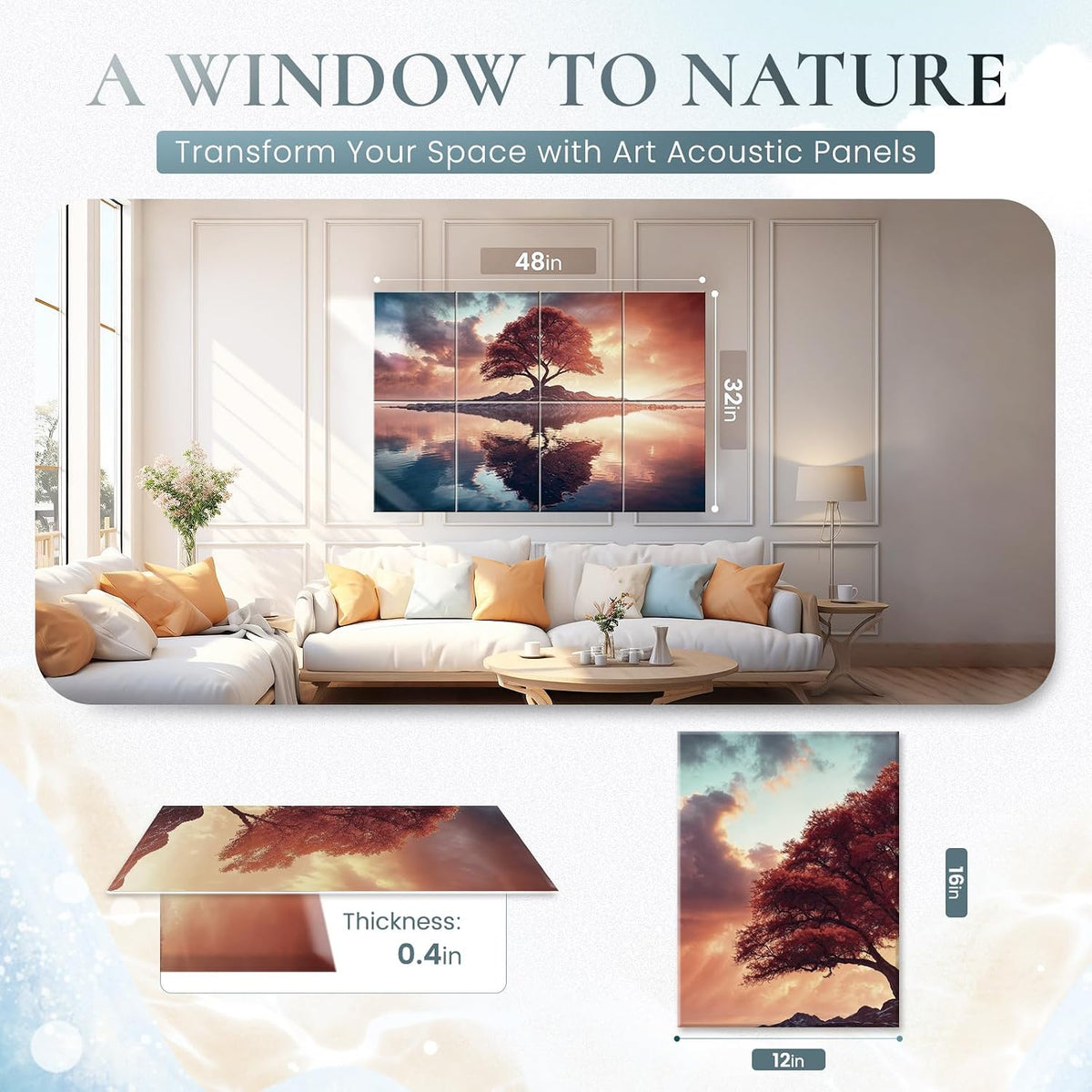 8 Pack Art Acoustic Panels, Decorative Sound Absorbing Wall Art