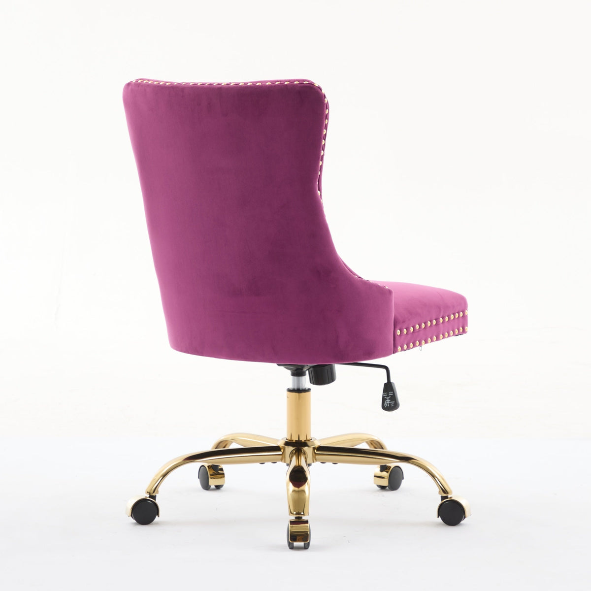 Purple Modern Velvet Upholstered Office Chair with Tufted Buttons - Golden Accents