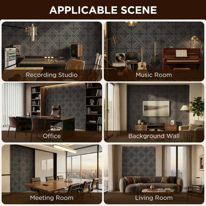 Acoustic Wall Panels, Decorative Acoustic Panels for Walls 23.6"X23.6", Sound Absorbing Wood Wall Panels for Interior Wall Decor, PVC Wood Grain HDF Acoustic Panels (Dark Grey, 4 Pack)