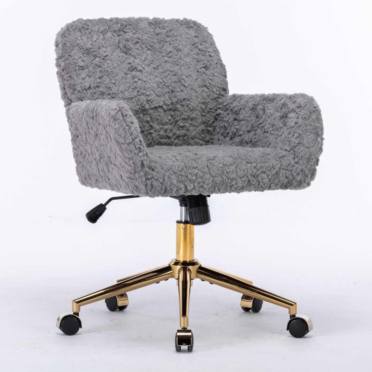 Artificial Rabbit Hair Office Chair with Metal Base - Swivel, Adjustable Height
