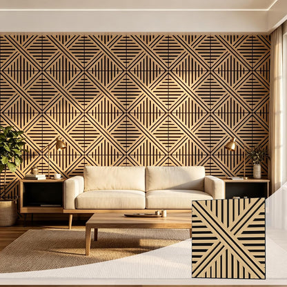 Acoustic Wall Panels, Decorative Acoustic Panels for Walls 23.6"X23.6", Sound Absorbing Wood Wall Panels for Interior Wall Decor, PVC Wood Grain HDF Acoustic Panels (White Oak, 4 Pack)