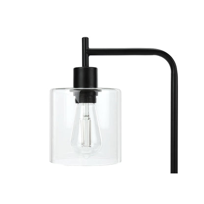 Modern Glass Lamp with USB Port – Black