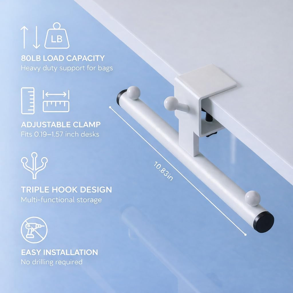 Desk Bag Hook, Bag Hook for Desk, Backpack Hook for Desk, Bag Holder Clamp