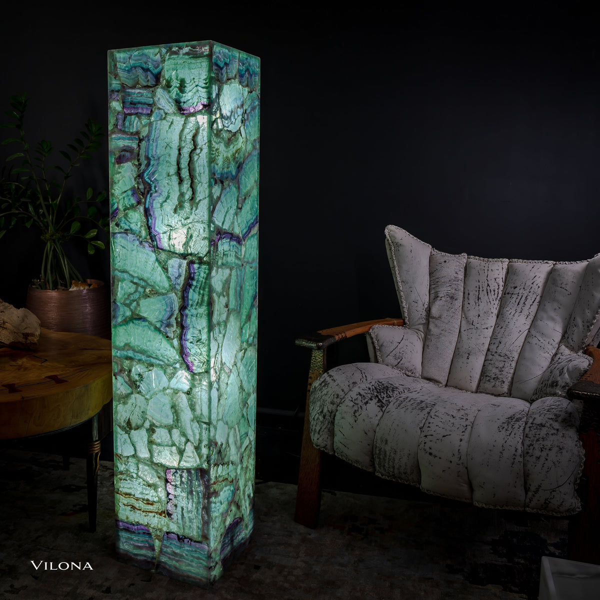 Fluorite Floor Lamp - Medium - 55"H x 11.5"W - Square - (12/19)