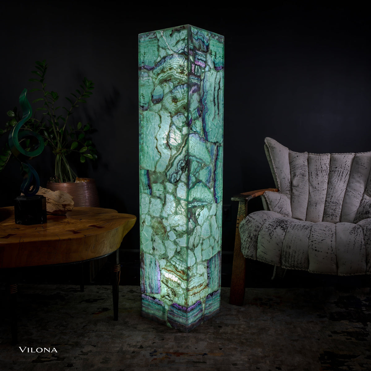 Fluorite Floor Lamp - Medium - 55"H x 11.5"W - Square - (12/19)