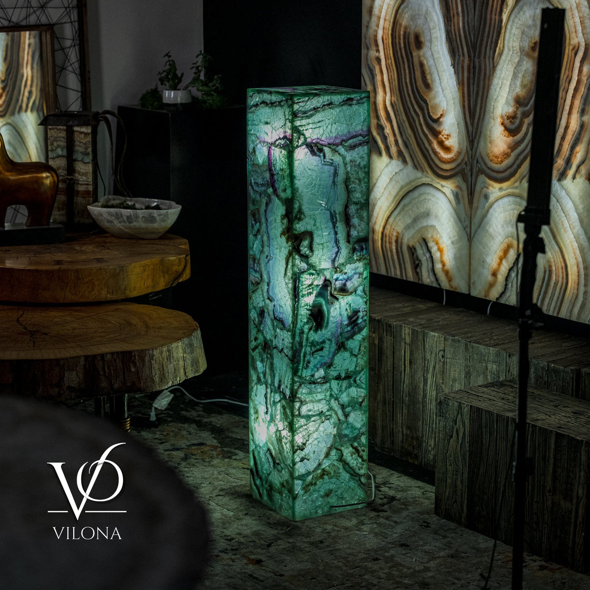 Fluorite Floor Lamp - Medium - 47.5"H x 10"W - Square - #9