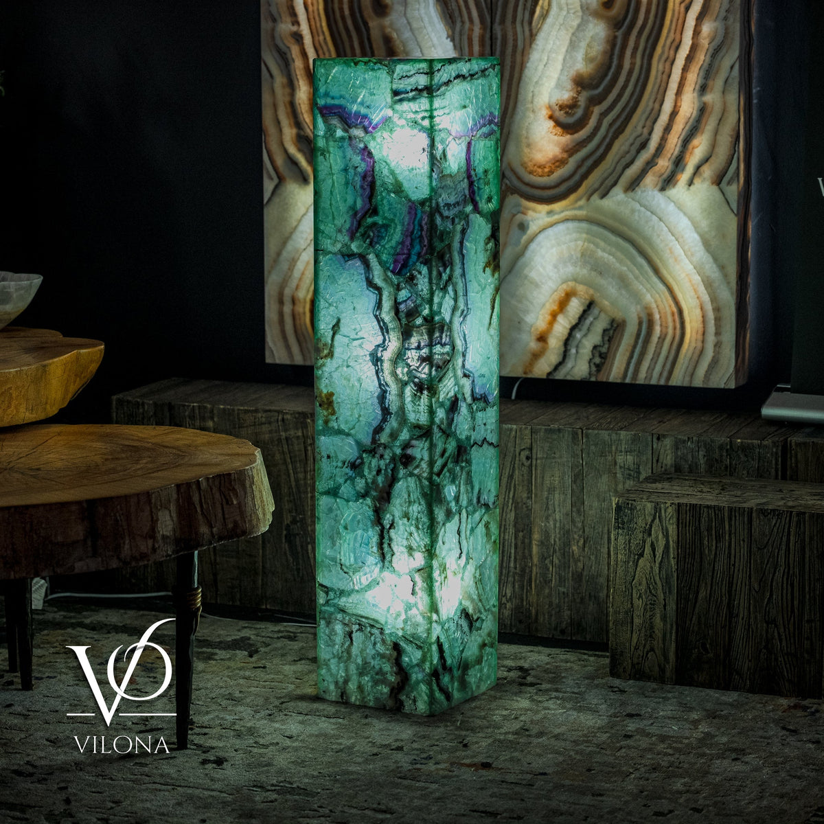 Fluorite Floor Lamp - Medium - 47.5"H x 10"W - Square - #9