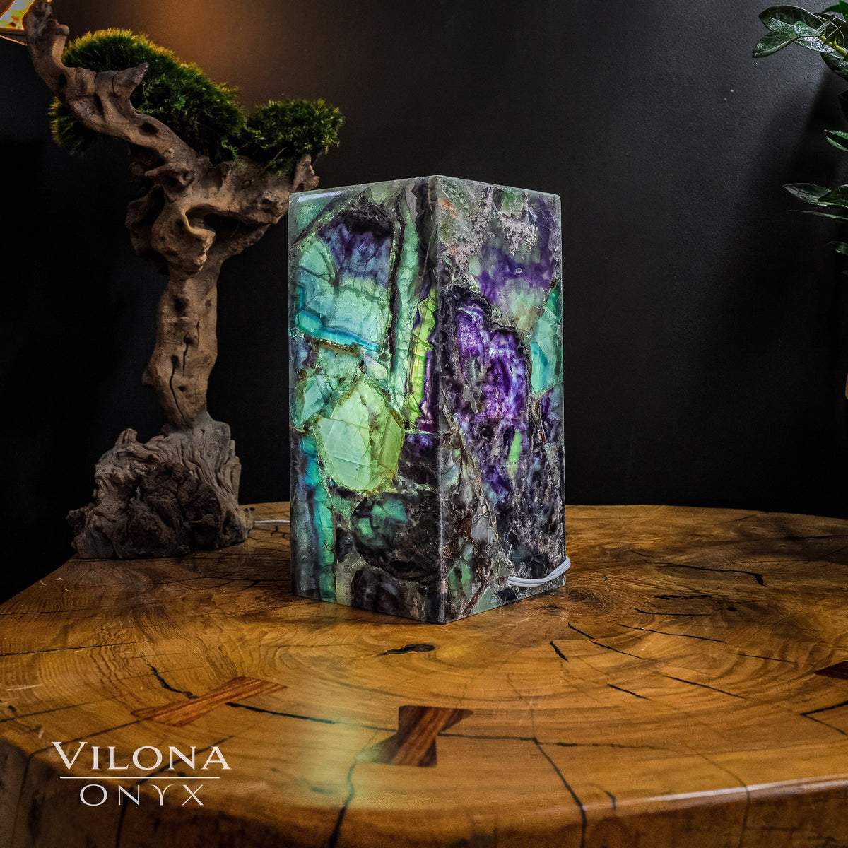 Fluorite Crystal Table Lamp #1 (Miniature Size)