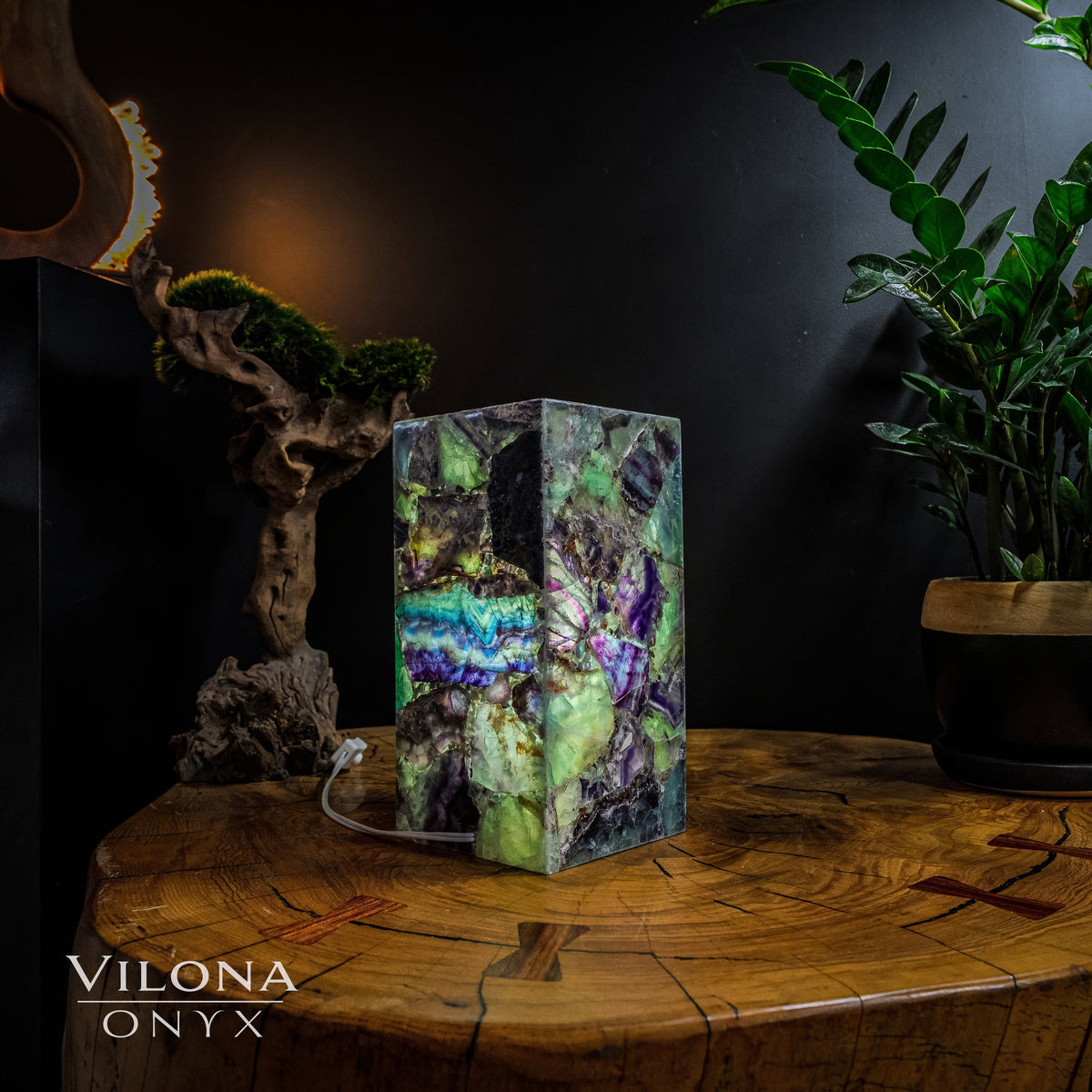 Fluorite Crystal Table Lamp #3 (Miniature Size)