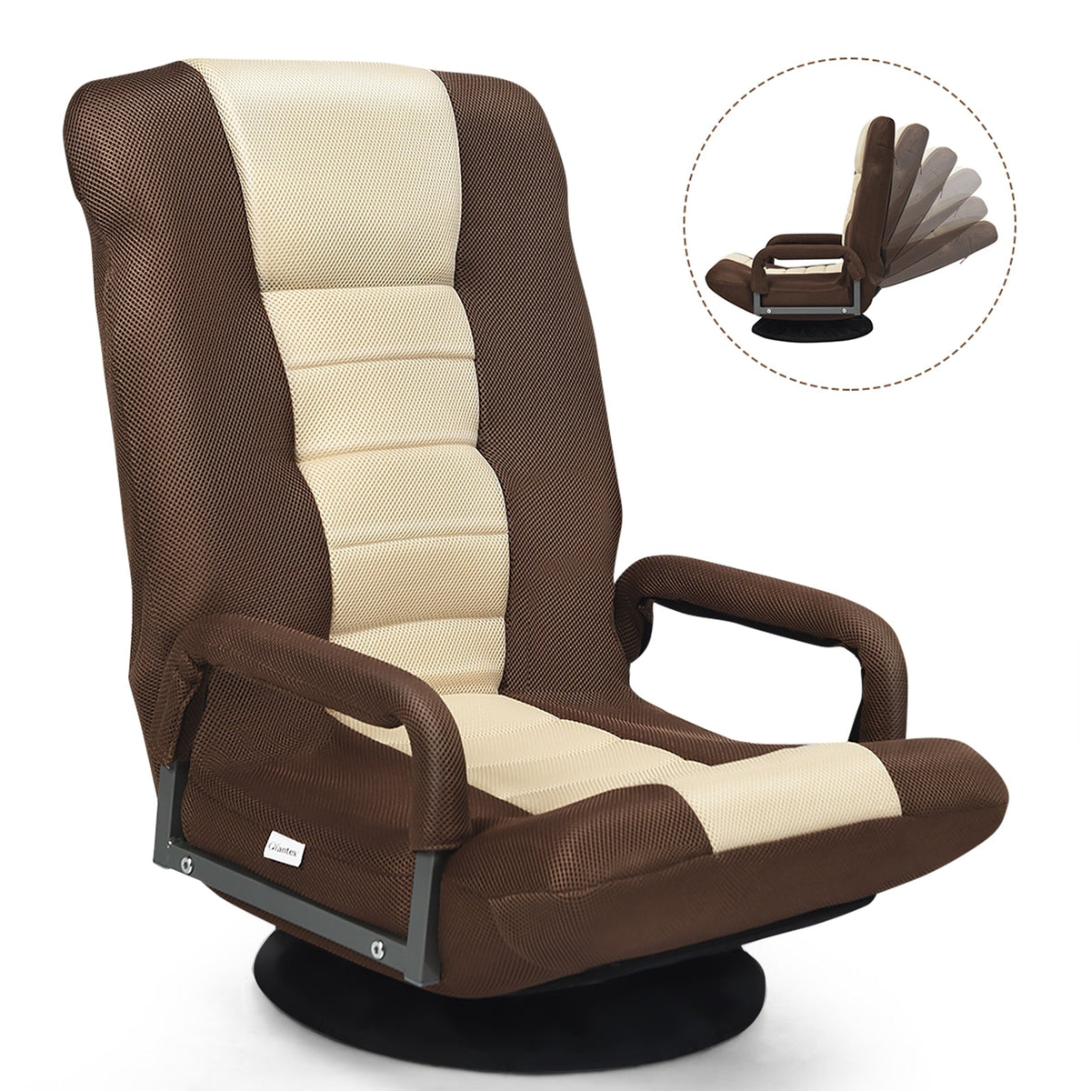 360° Swivel Gaming Floor Chair with Adjustable, Foldable Backrest