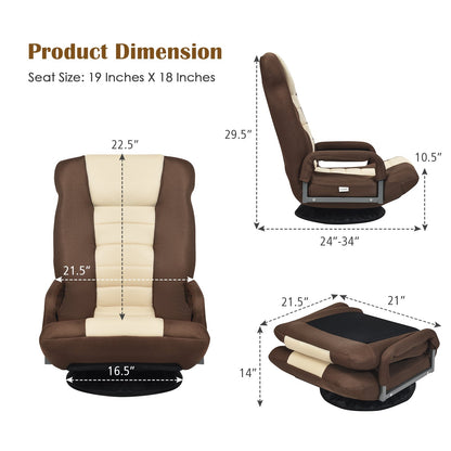 360° Swivel Gaming Floor Chair with Adjustable, Foldable Backrest