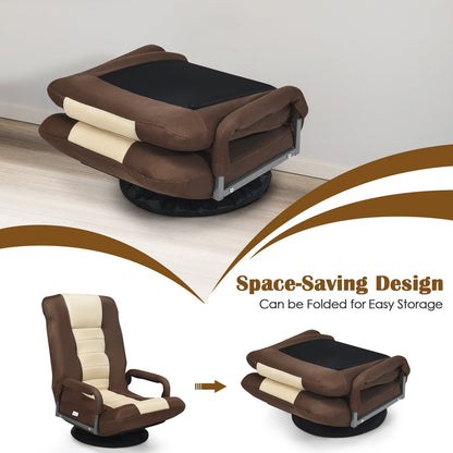 360° Swivel Gaming Floor Chair with Adjustable, Foldable Backrest