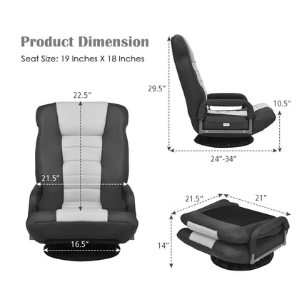 360° Swivel Gaming Floor Chair with Adjustable, Foldable Backrest