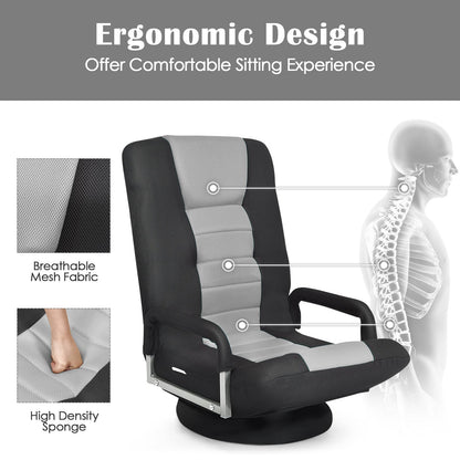 360° Swivel Gaming Floor Chair with Adjustable, Foldable Backrest