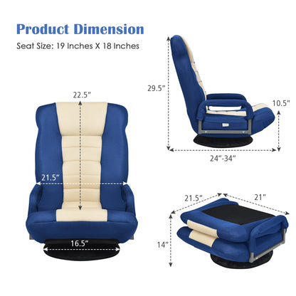 360° Swivel Gaming Floor Chair with Adjustable, Foldable Backrest