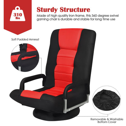 360° Swivel Gaming Floor Chair with Adjustable, Foldable Backrest