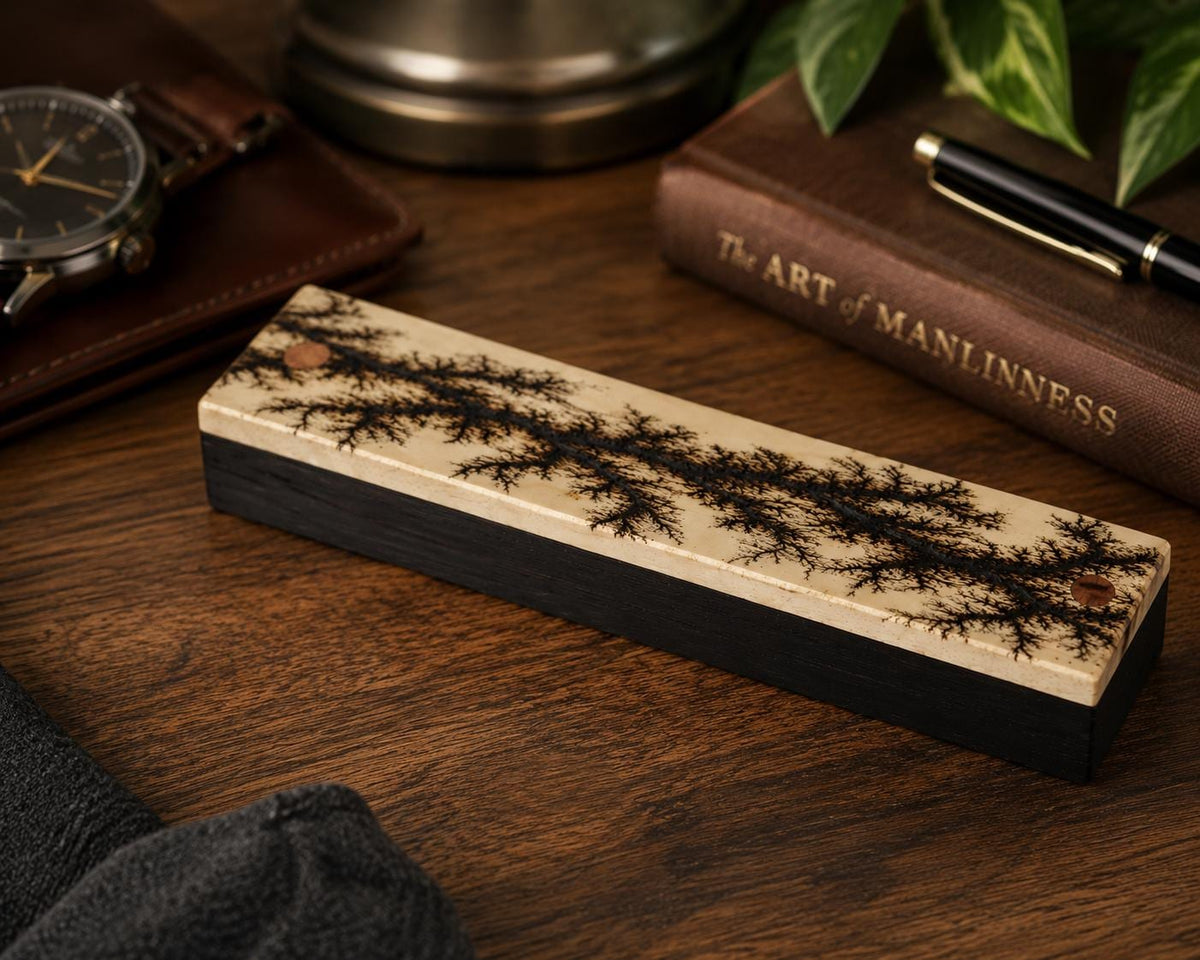 Handcrafted Walnut Ballpoint Pen with Fractal Burn Wenge Maple Case