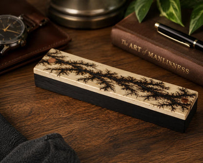 Handcrafted Walnut Ballpoint Pen with Fractal Burn Wenge Maple Case