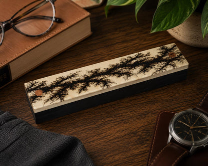 Handcrafted Walnut Ballpoint Pen with Fractal Burn Wenge Maple Case