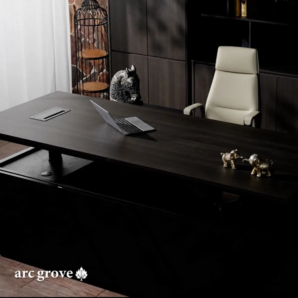 Maverick · Standing L-Shaped Executive Desk, Adjustable Height