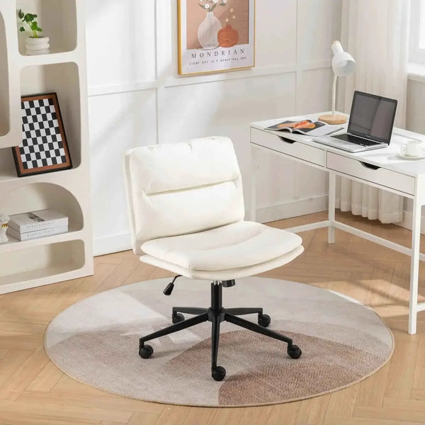 Premium White Criss Cross Swivel Office and Vanity Chair