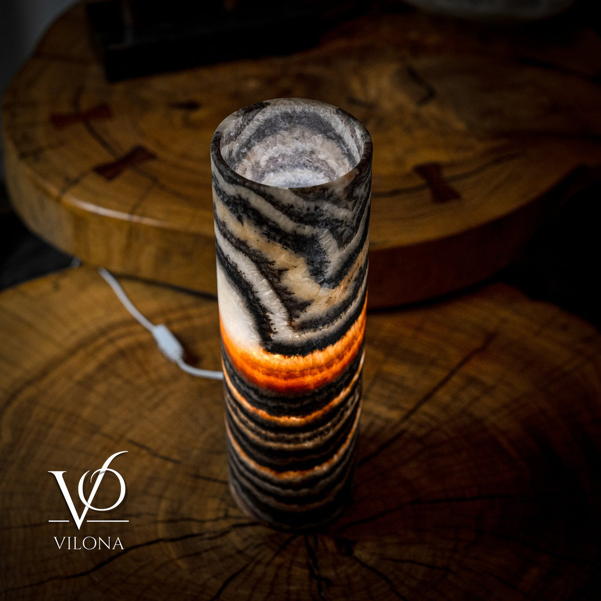 Ultra Exotic Tangerine Crystal (Onyx Table Lamp #34)