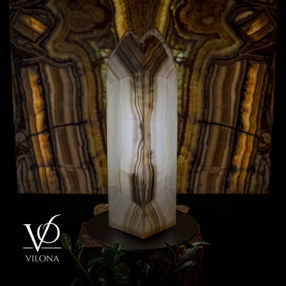 White Ice Onyx Floor Lamp (Live Edge #1)